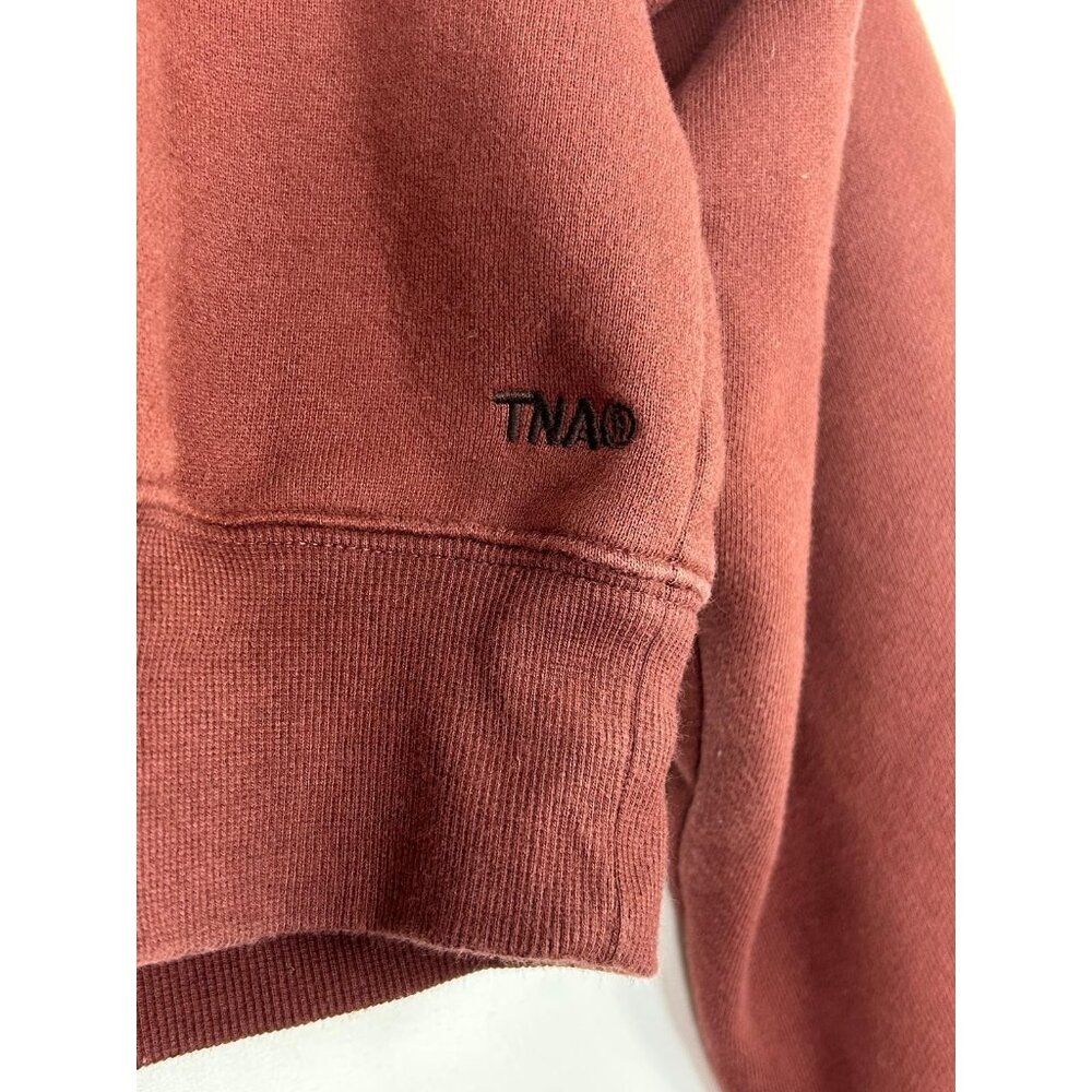TNA Aritzia Womens Sweatfleece Cozy Fleece Perfect Fit Half-Zip Burgundy XS - Picture 9 of 11